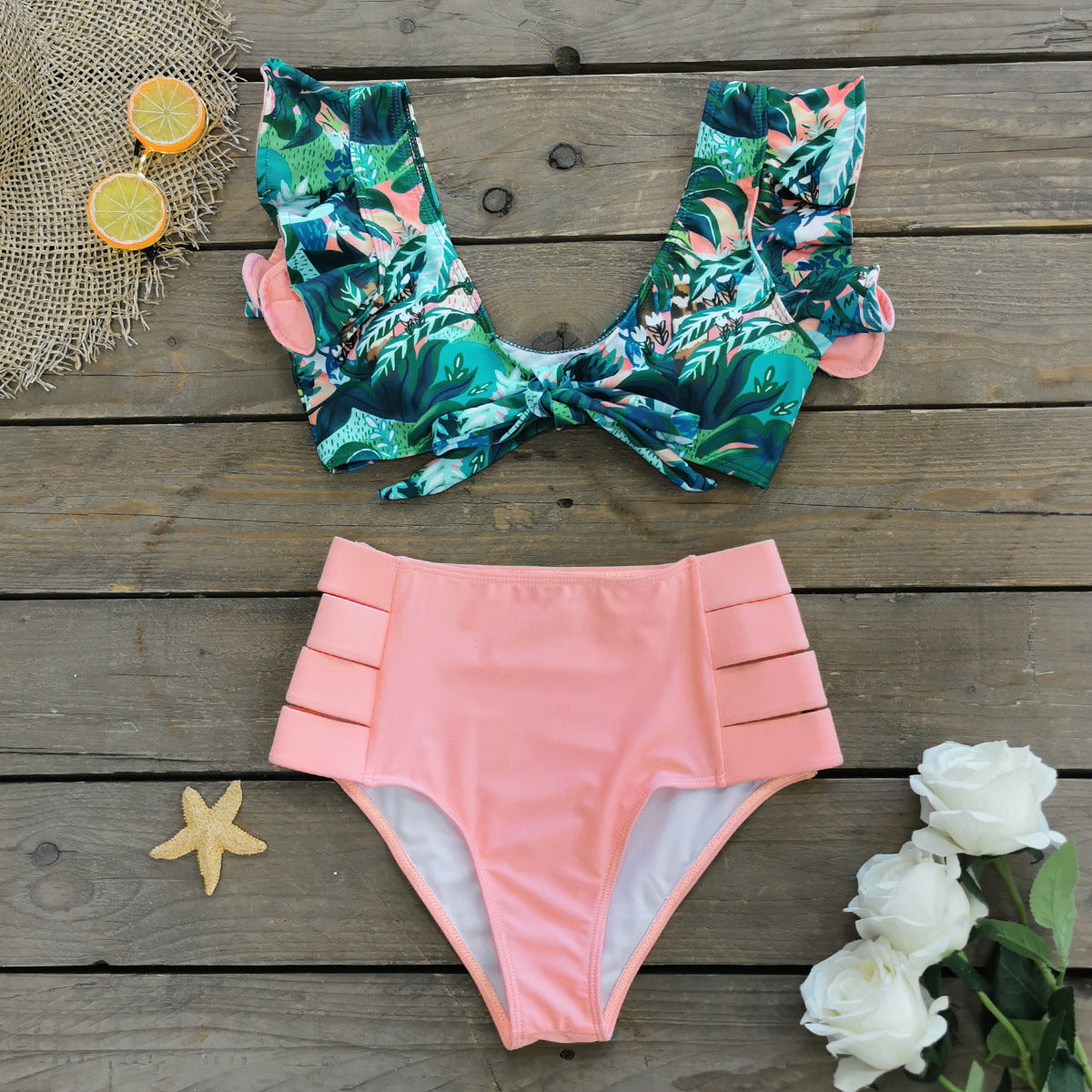 2024 New Ruffled High-Waisted Bikini Swimsuit