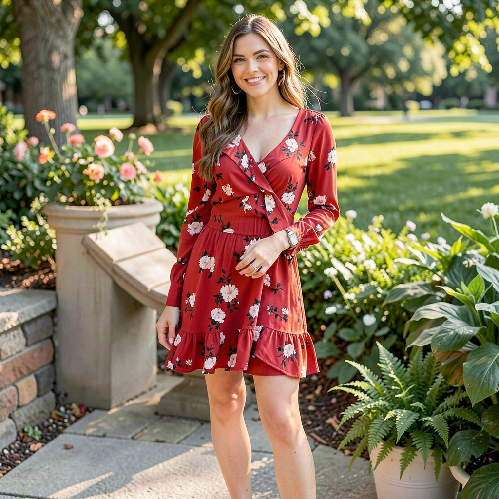 American Rag Juniors Floral Faux Wrap Dress, Size Small