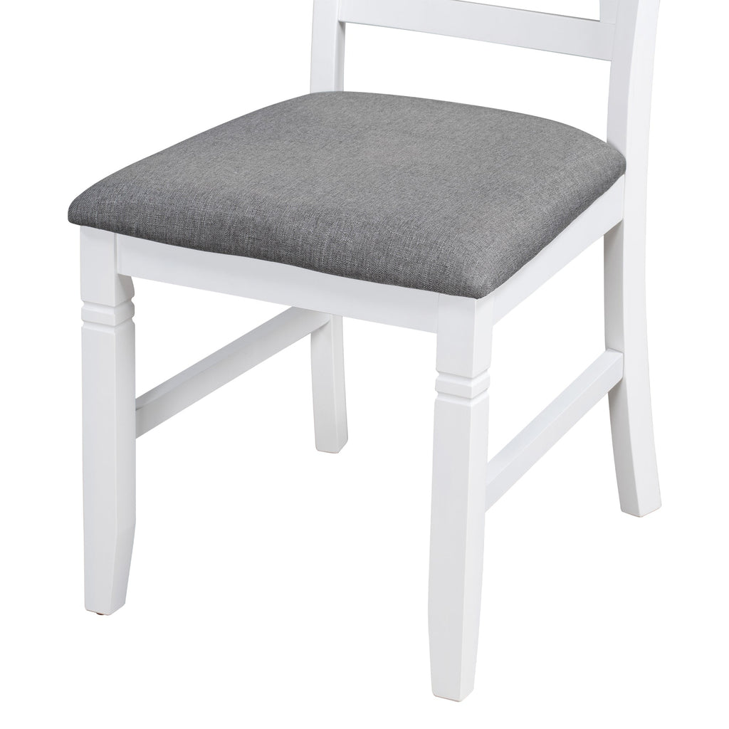 TOPMAX 6-Piece Wood Dining Table Set Kitchen Table Set with Upholstered Bench and 4 Dining Chairs, Farmhouse Style,Gray+White (old sku: SP000003AAK)