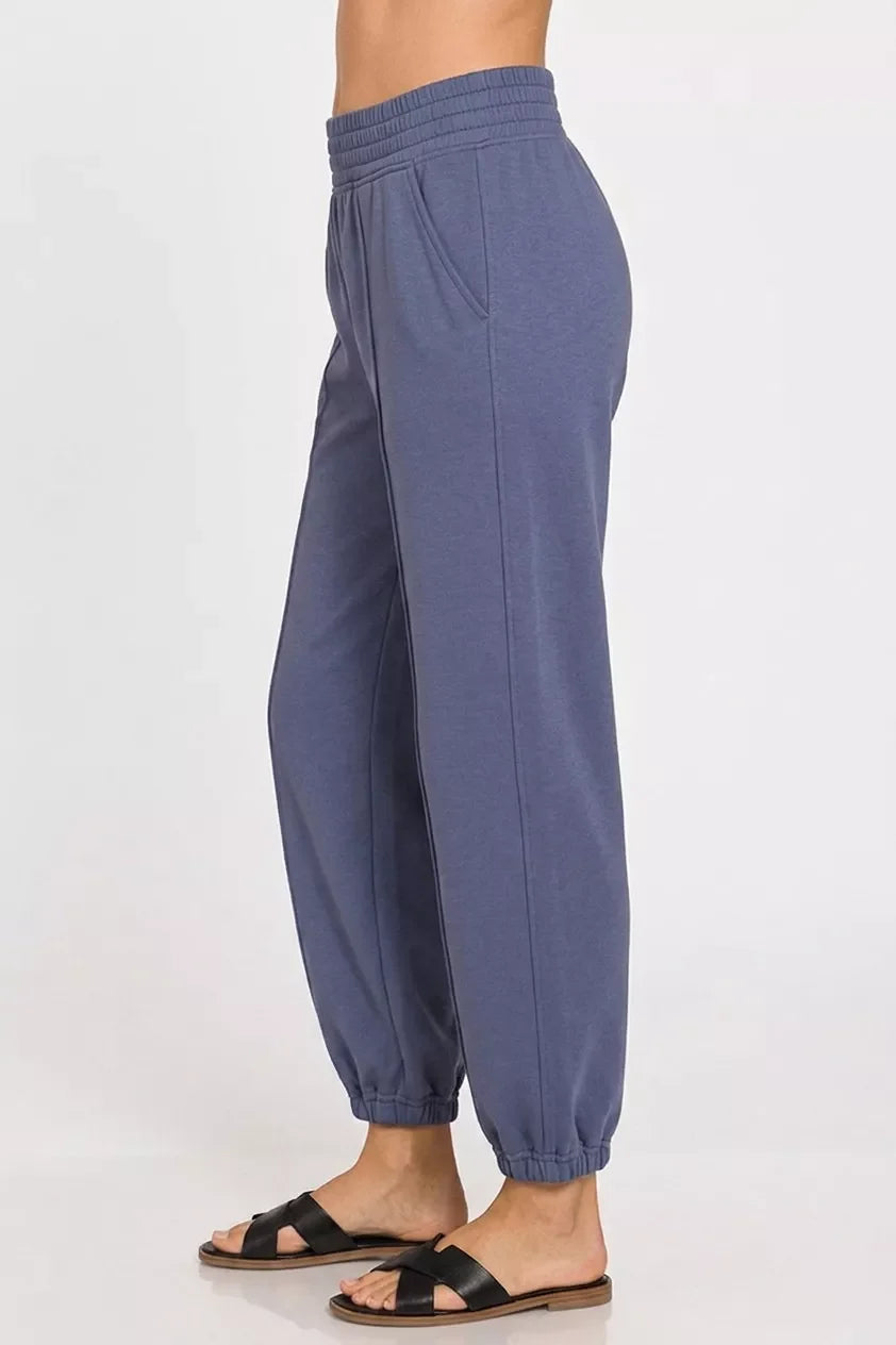 Zenana Scuba Elastic Waist Joggers with pockets