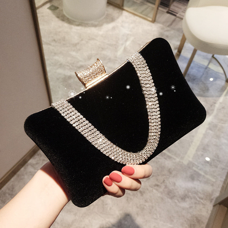 2020 Velvet Clutch Evening Bag with Rhinestones
