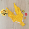 2020 New Women's Deep V Solid Color Bikini Swimsuit