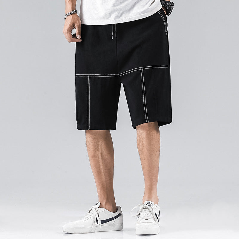 Men's Casual Cotton Linen Loose Harem Sports Shorts