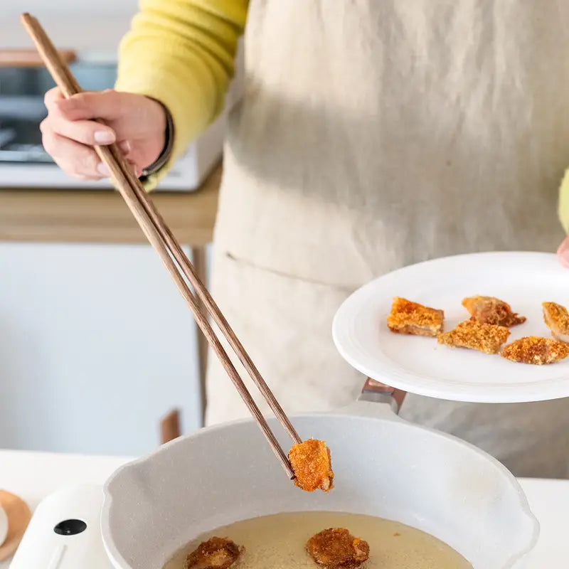 1 Pair Long Wooden Chopsticks for Noodles and Frying
