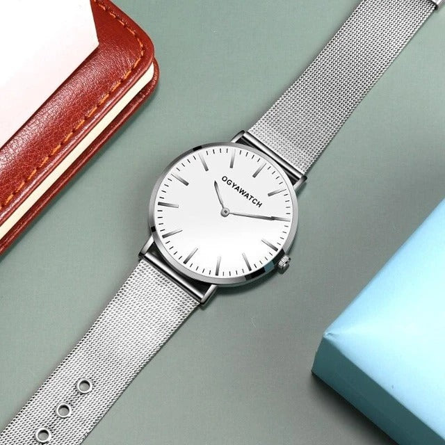 New OGY Mesh Band Watch - Slim, Stylish Quartz Timepiece