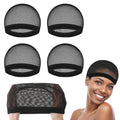 Dimeho 4 Pcs Wig Cap Black Crochet Wig Caps Stretchable Mesh Dome Wig Caps Non Slip Hair Nets Weaving Cap for Making and Keeping Wig