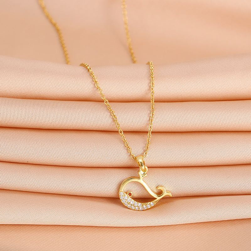 Cute Whale Pendant Necklace for Women's Party Wear