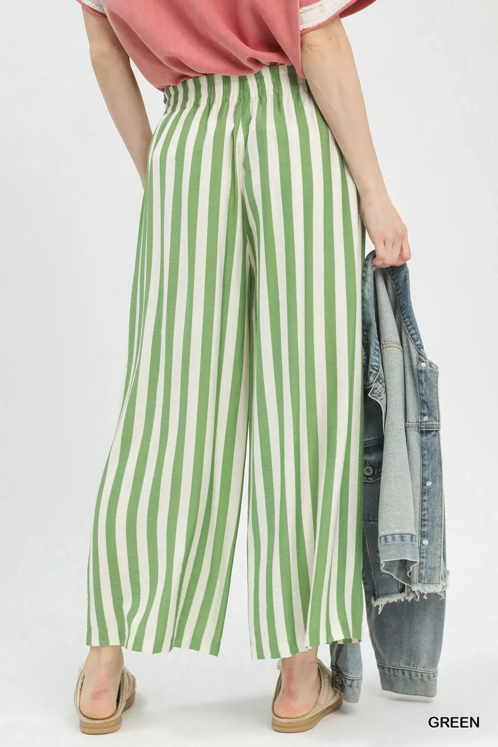Umgee Vertical Stripe Wide Leg Pants