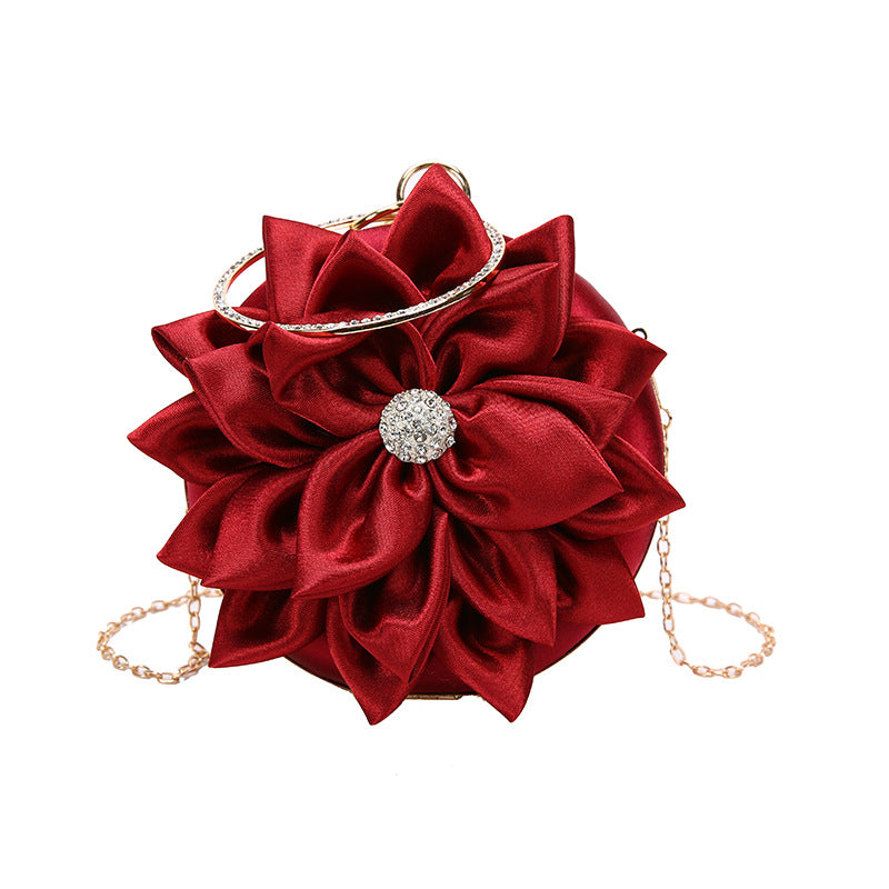 Elegant Silk Flower Evening Bag for Women (Hard Case)