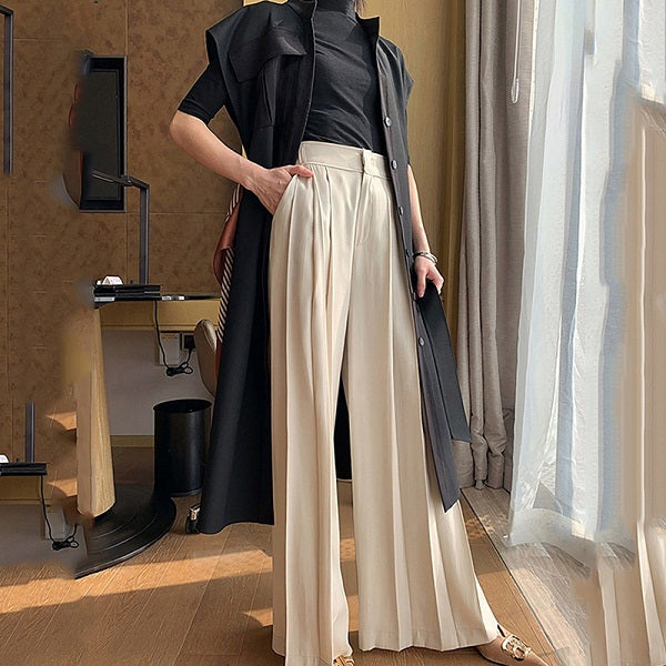 Summer Women's Solid Color Wide Leg Pants - Casual Style