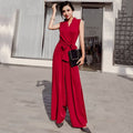 Chicever Women's V-Neck Wide-Leg Jumpsuit with Bow