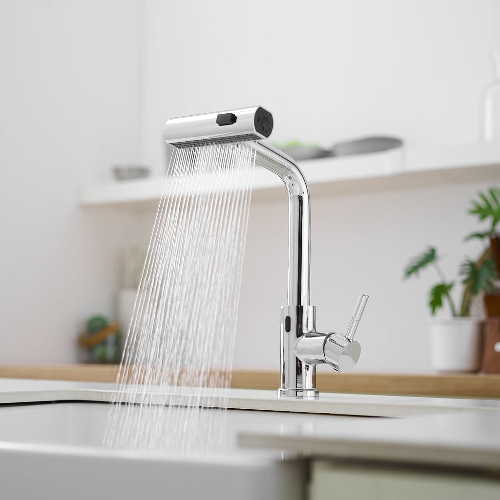 Touchless Kitchen Faucet, Hands Free Automatic Smart Kitchen Faucet, Stainless Steel Touchless Kitchen Faucet