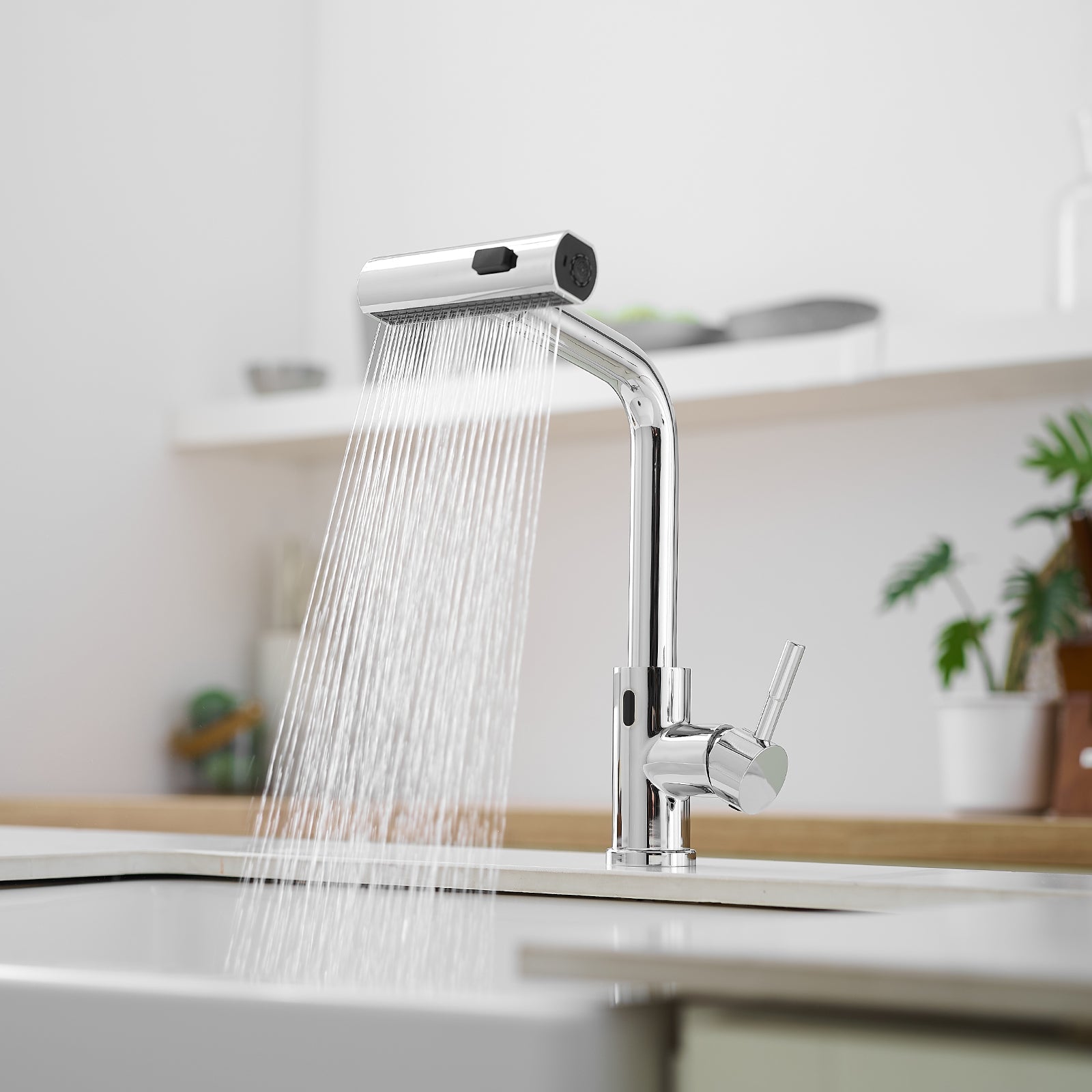 Touchless Kitchen Faucet, Hands Free Automatic Smart Kitchen Faucet, Stainless Steel Touchless Kitchen Faucet