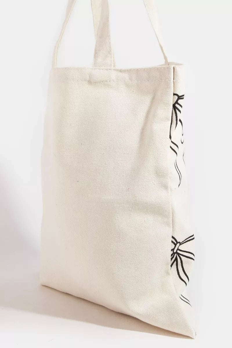 Fame Ribbon Bow Tie Print Tote Bag