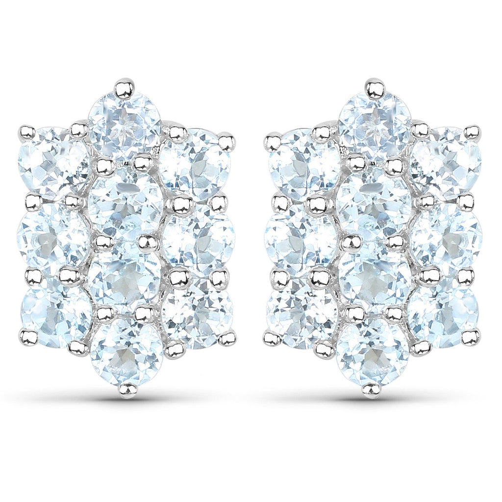 8.80 Carat Genuine Blue Topaz .925 Sterling Silver 3 Piece Jewelry Set (Ring, Earrings, and Pendant w/ Chain)