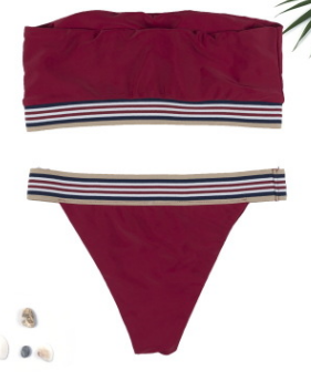 New Solid Color Strapless Bikini Swimwear for Women