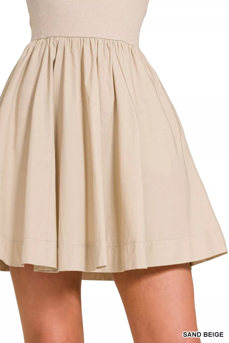 Zenana Combined Knit Tube Top Flare Mini Dress
