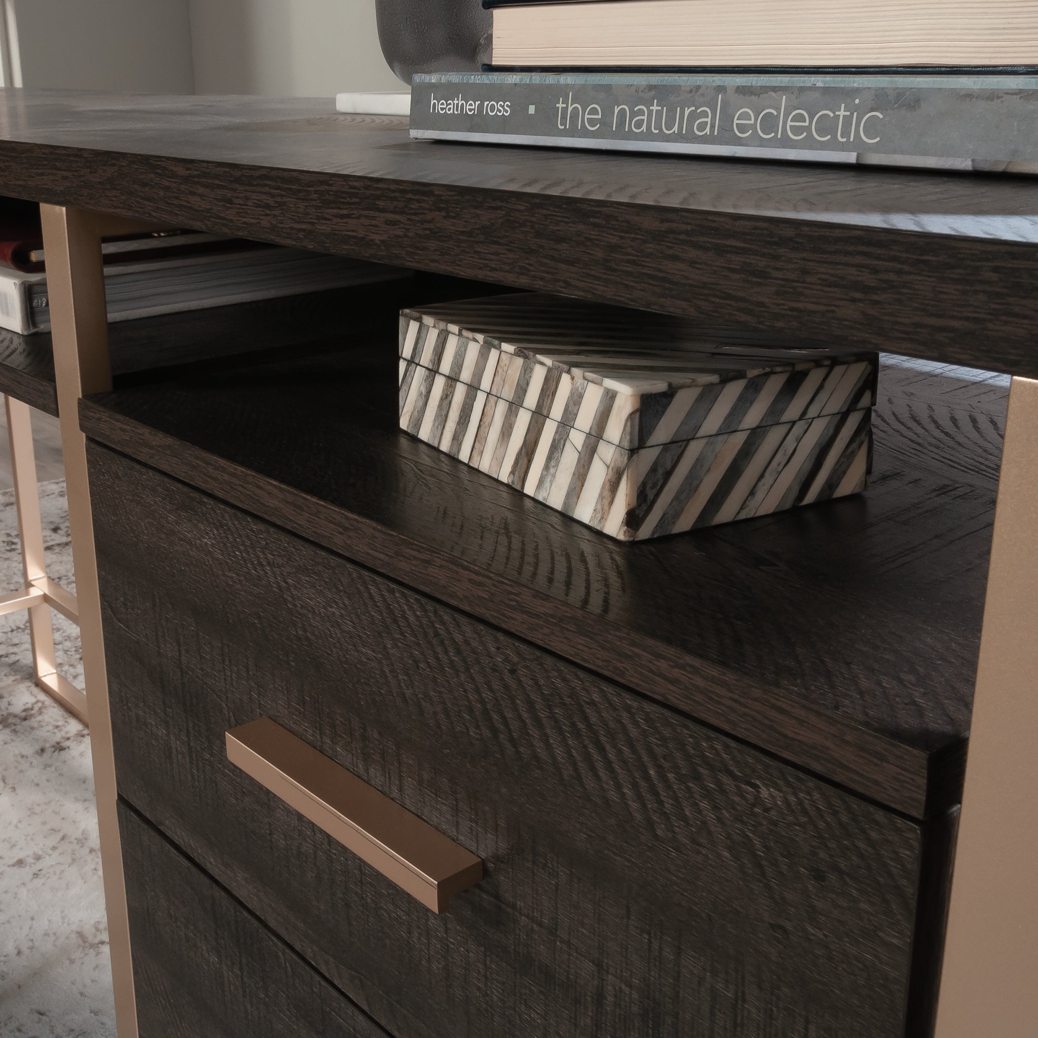 L-Shaped Desk, Black finish