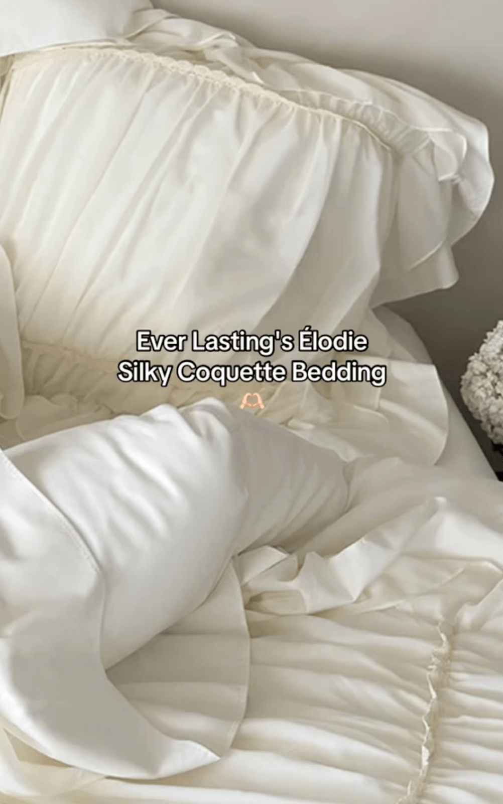 Élodie Silky Coquette Ruffled Bedding Set / Beige