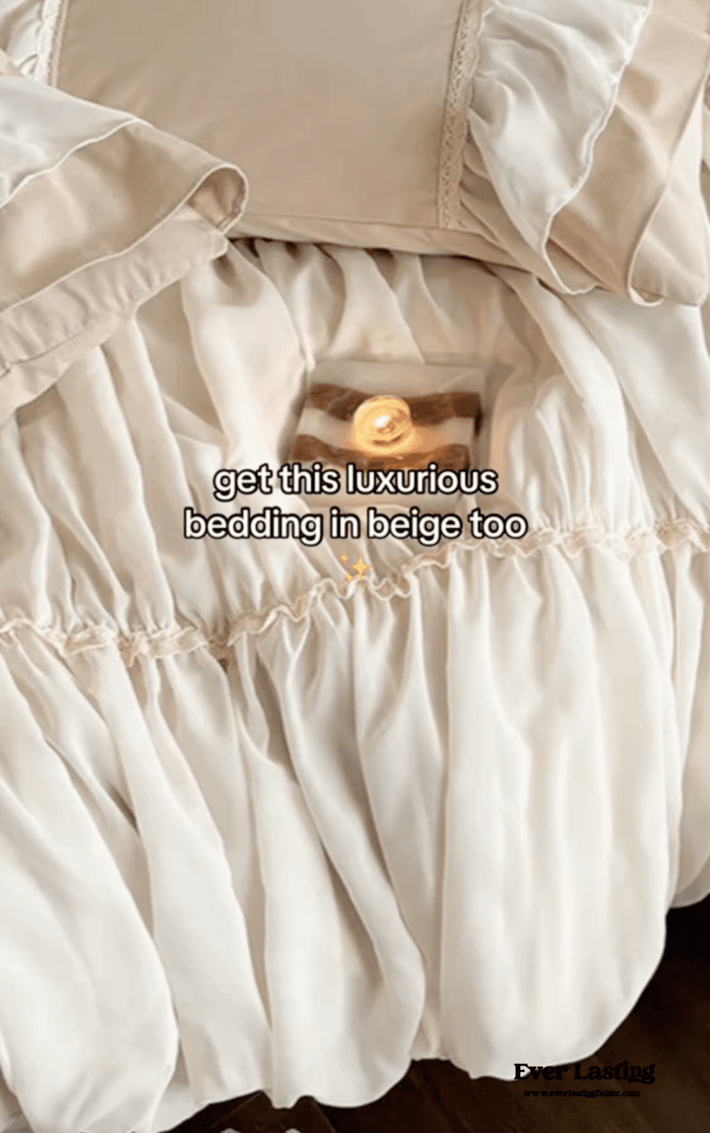 Élodie Silky Coquette Ruffled Bedding Set / White