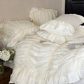 Élodie Silky Coquette Ruffled Bedding Set / White