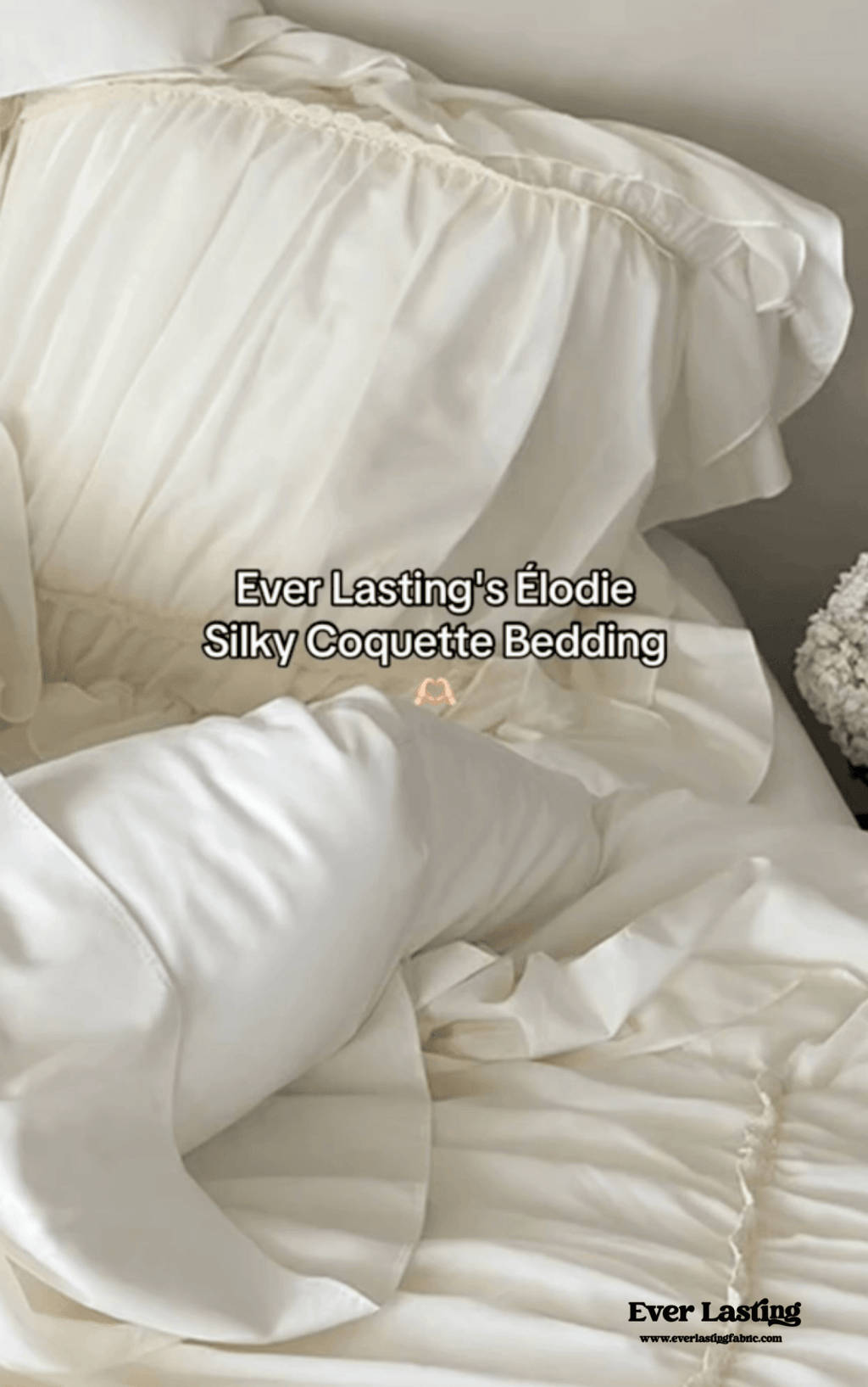 Élodie Silky Coquette Ruffled Bedding Set / White