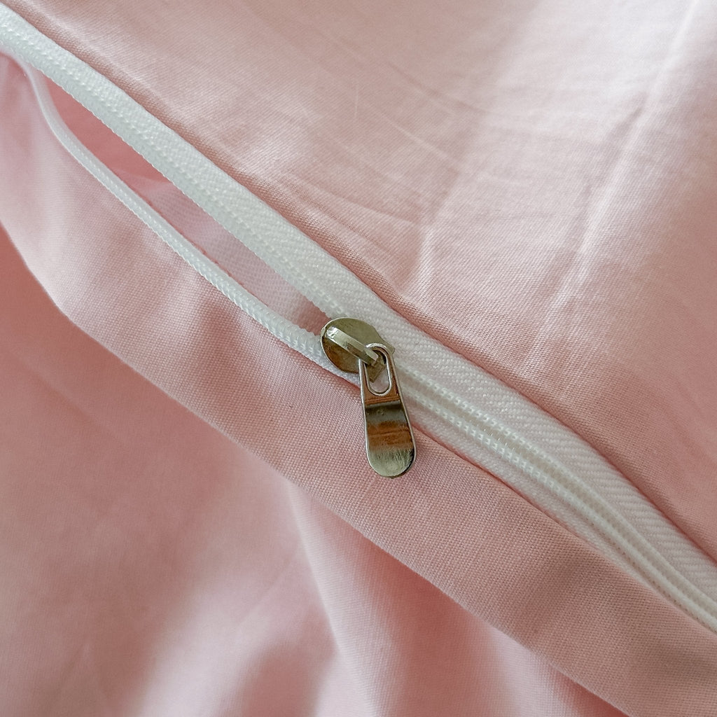 Embroidered French Lace Ruffle Pillowcases / Pink
