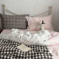 Emi Patchwork Gingham Bedding Set / Soft Mocha Pink