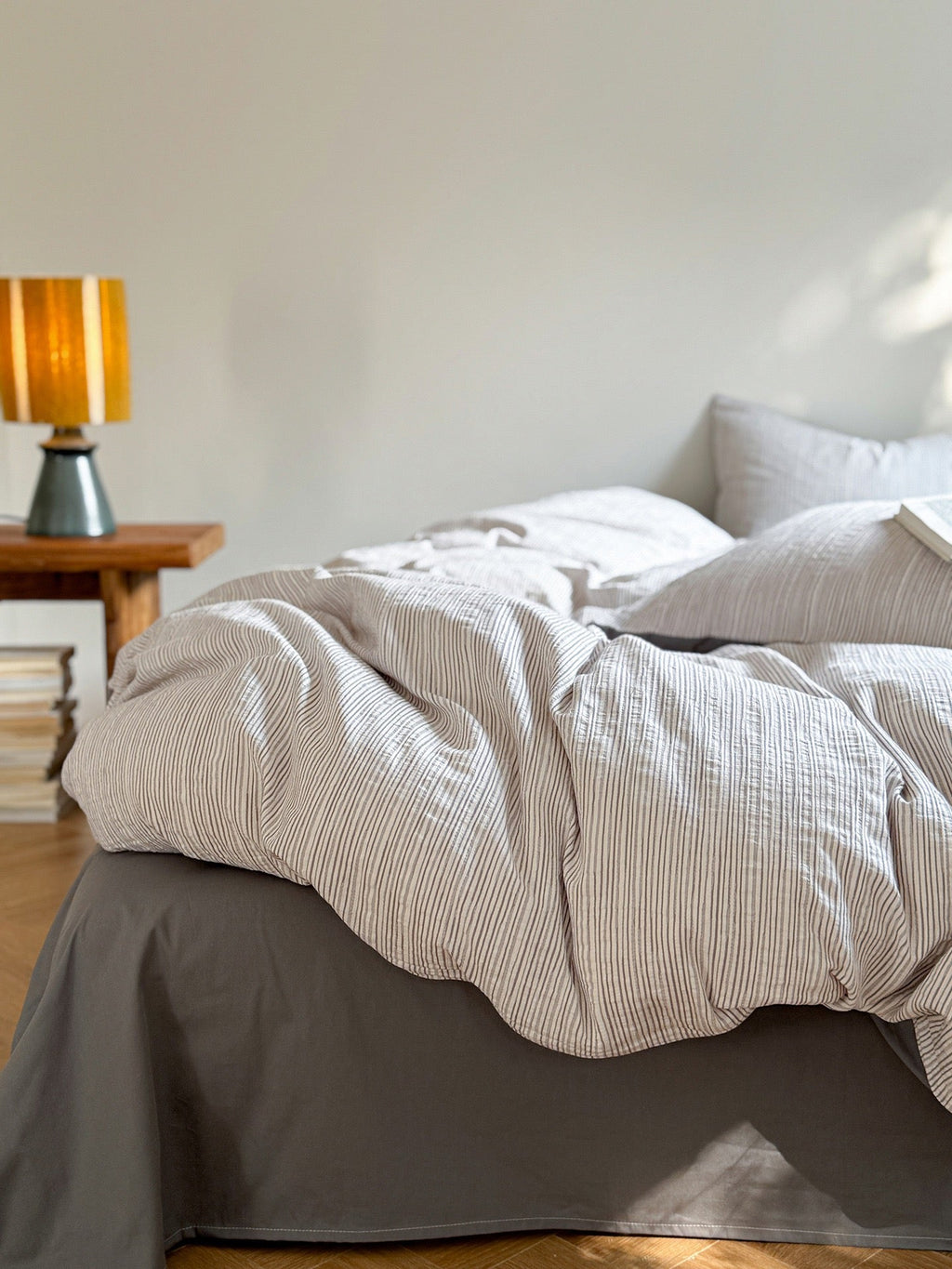 Emma Duo Striped Jacquard Bedding Set / Gray