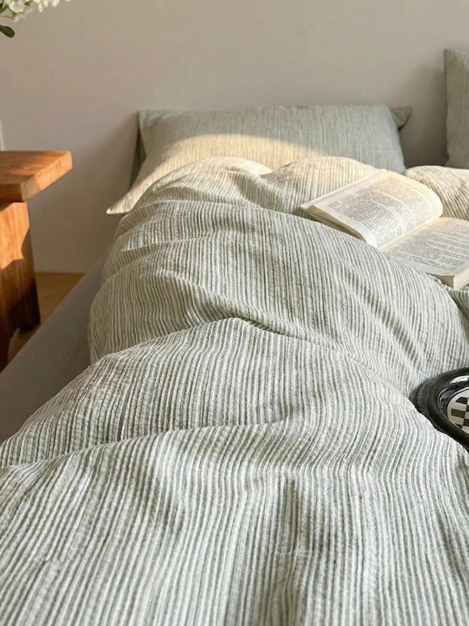 Emma Duo Striped Jacquard Bedding Set / Green