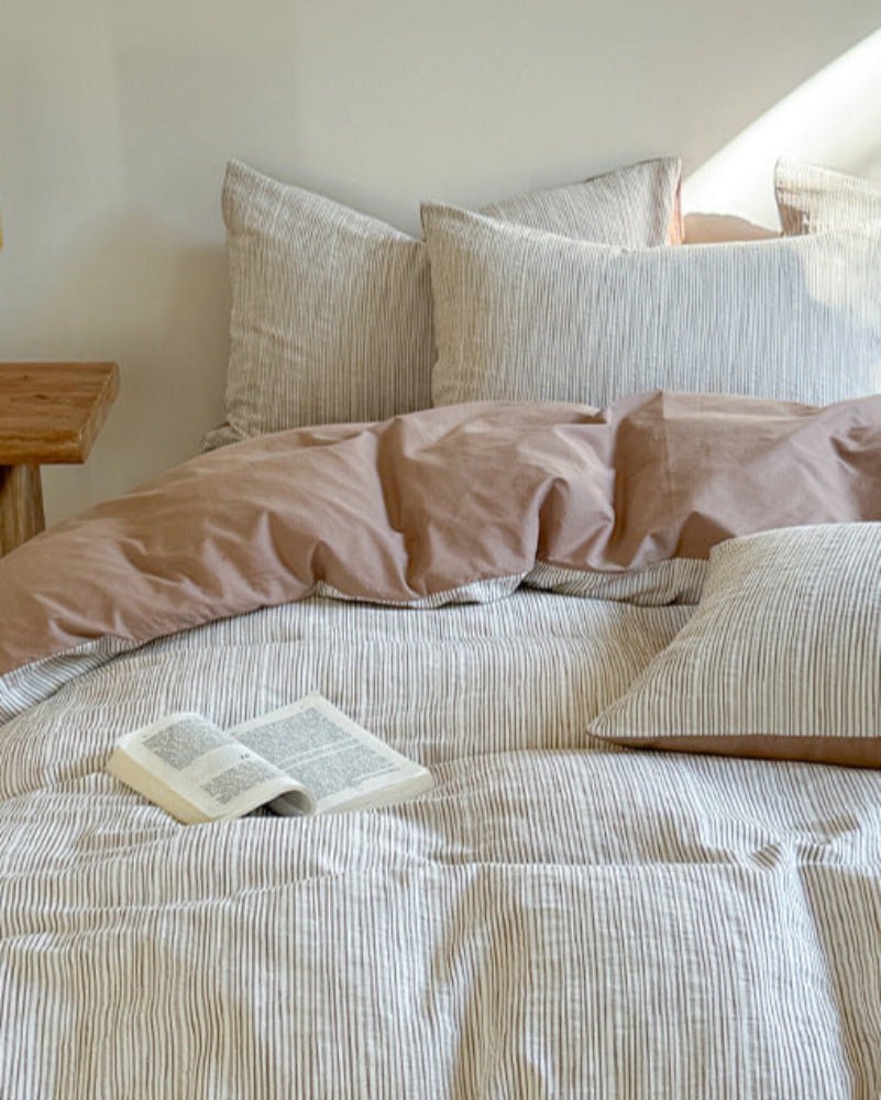 Emma Duo Striped Jacquard Bedding Set / Blue