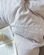 Emma Duo Striped Jacquard Bedding Set / Blue