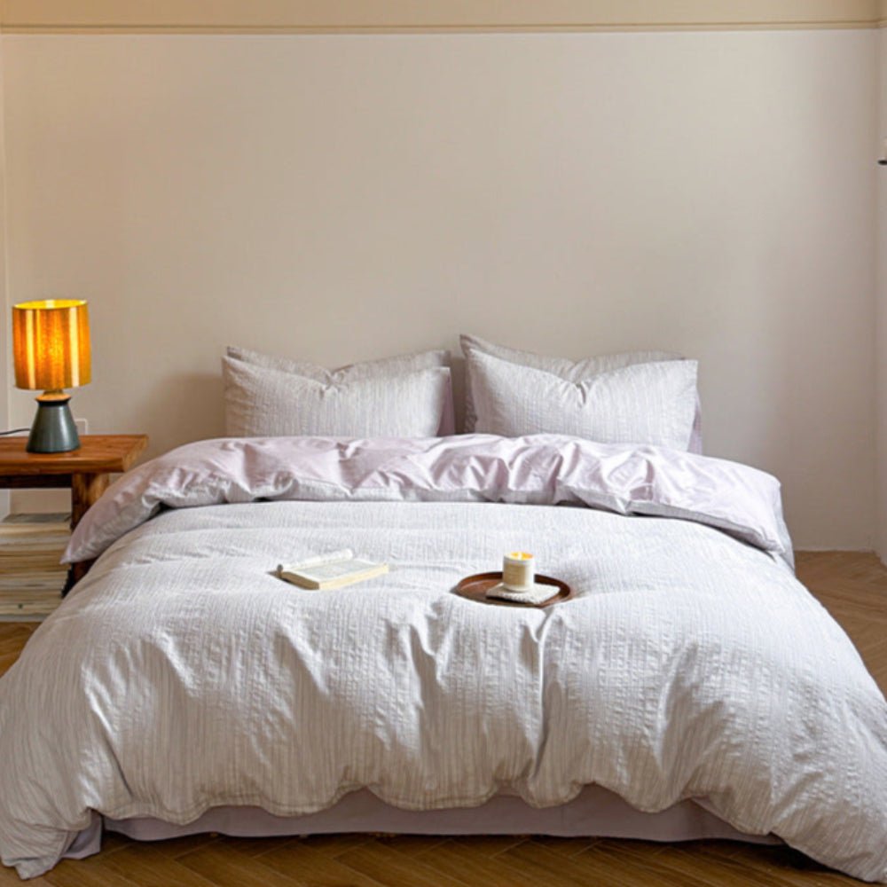 Emma Duo Striped Jacquard Bedding Set / Gray