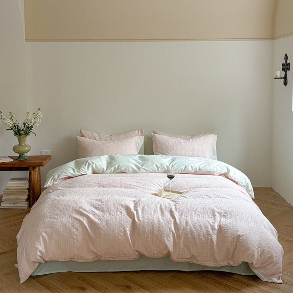 Emma Duo Striped Jacquard Bedding Set / Blue