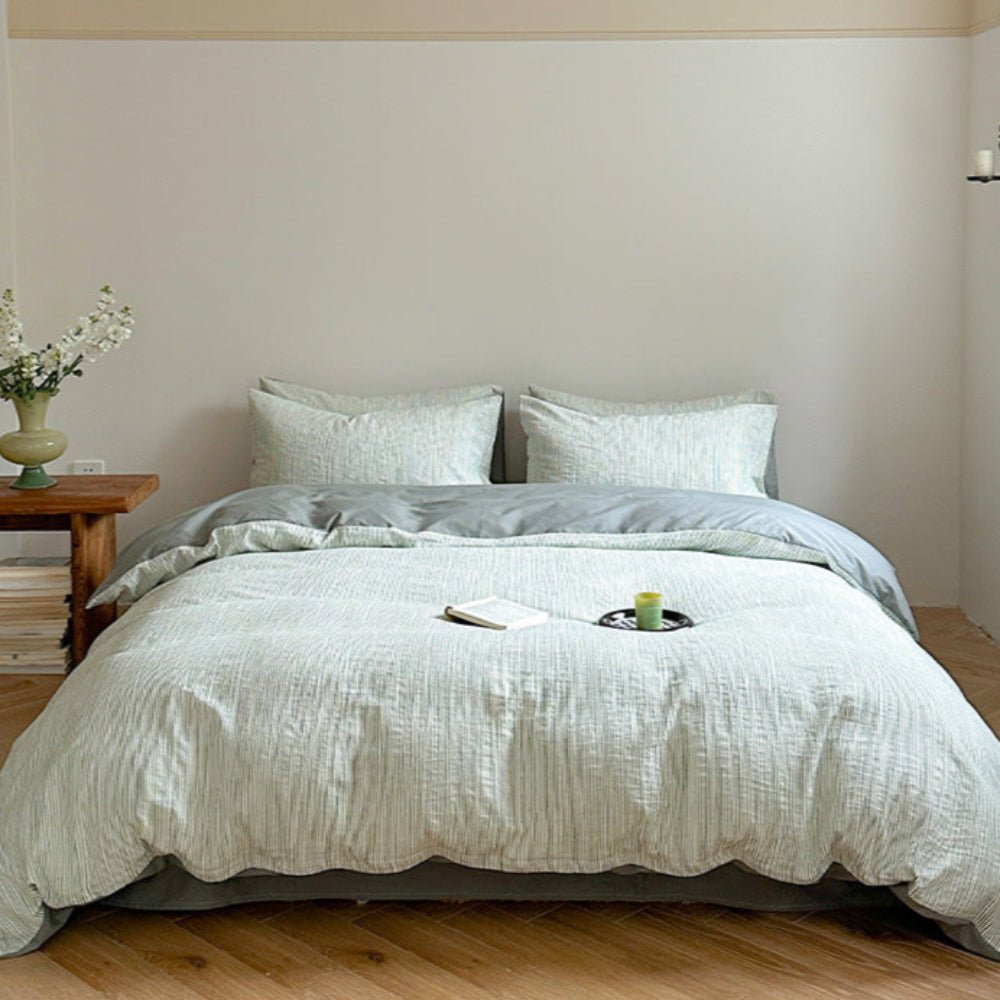 Emma Duo Striped Jacquard Bedding Set / Blue