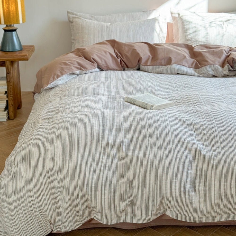 Emma Duo Striped Jacquard Bedding Set / Gray