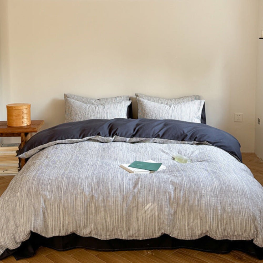 Emma Duo Striped Jacquard Bedding Set / Gray