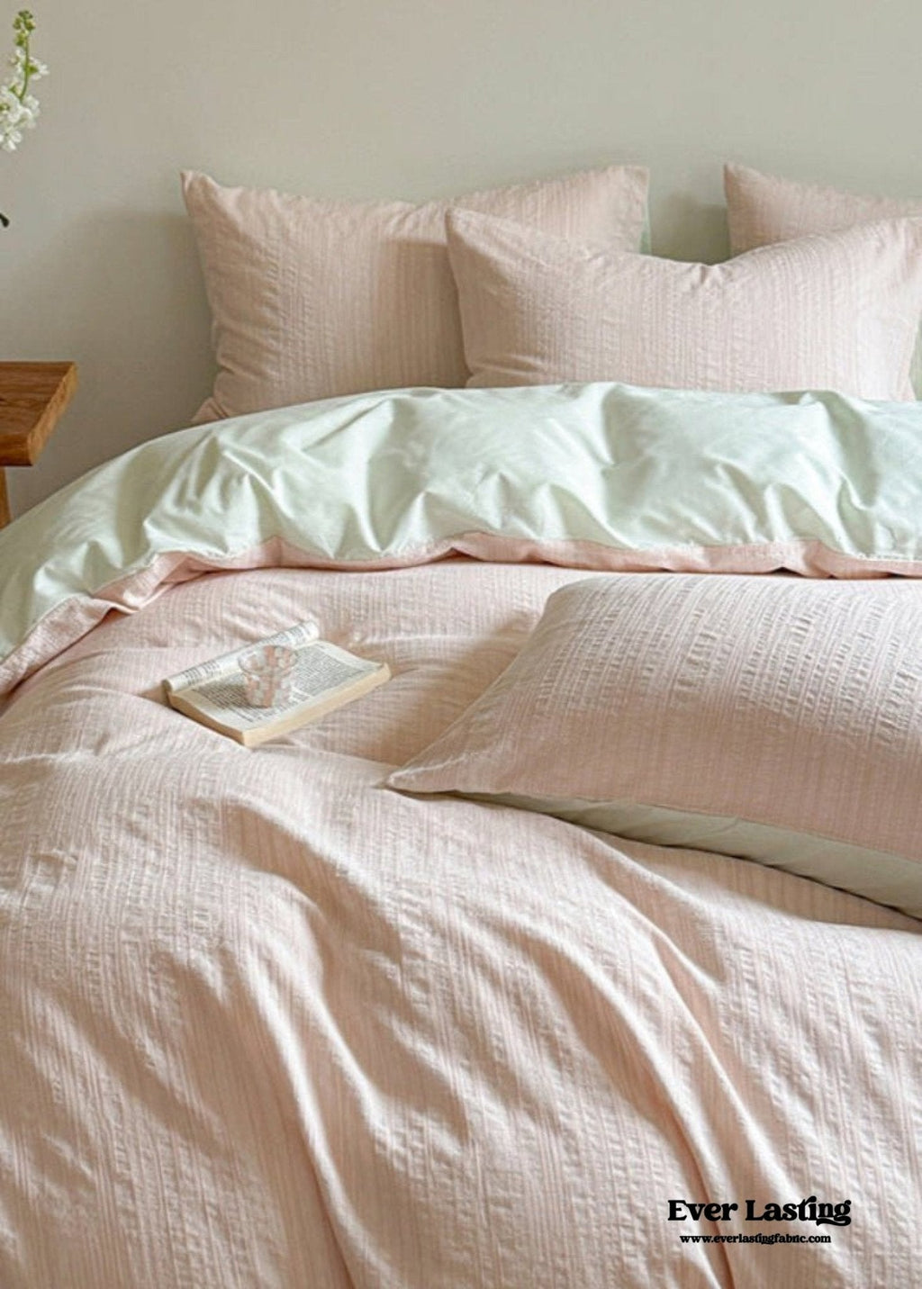 Emma Duo Striped Jacquard Bedding Set / Light Pink