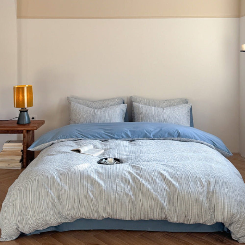 Emma Duo Striped Jacquard Bedding Set / Gray