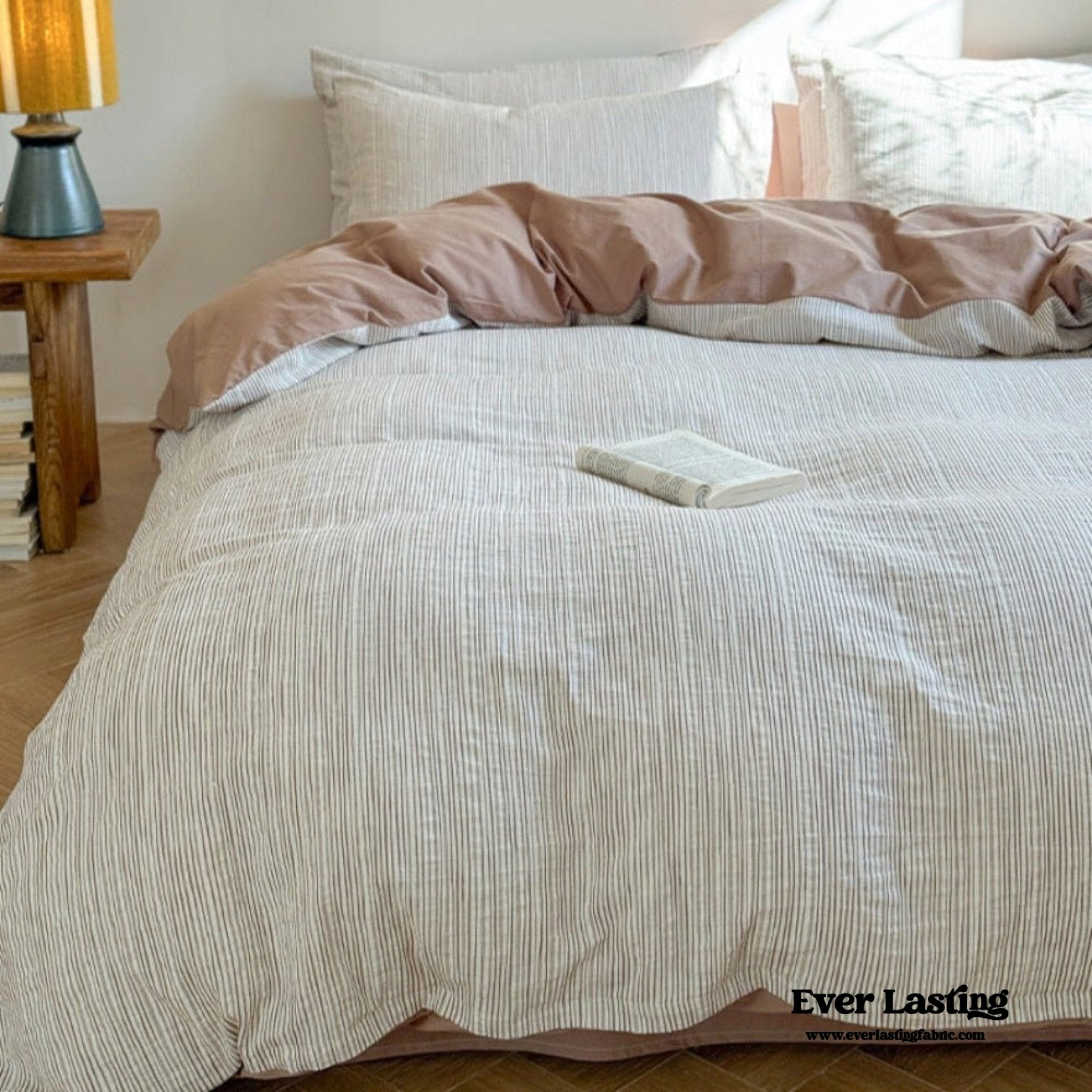 Emma Duo Striped Jacquard Bedding Set / Light Purple