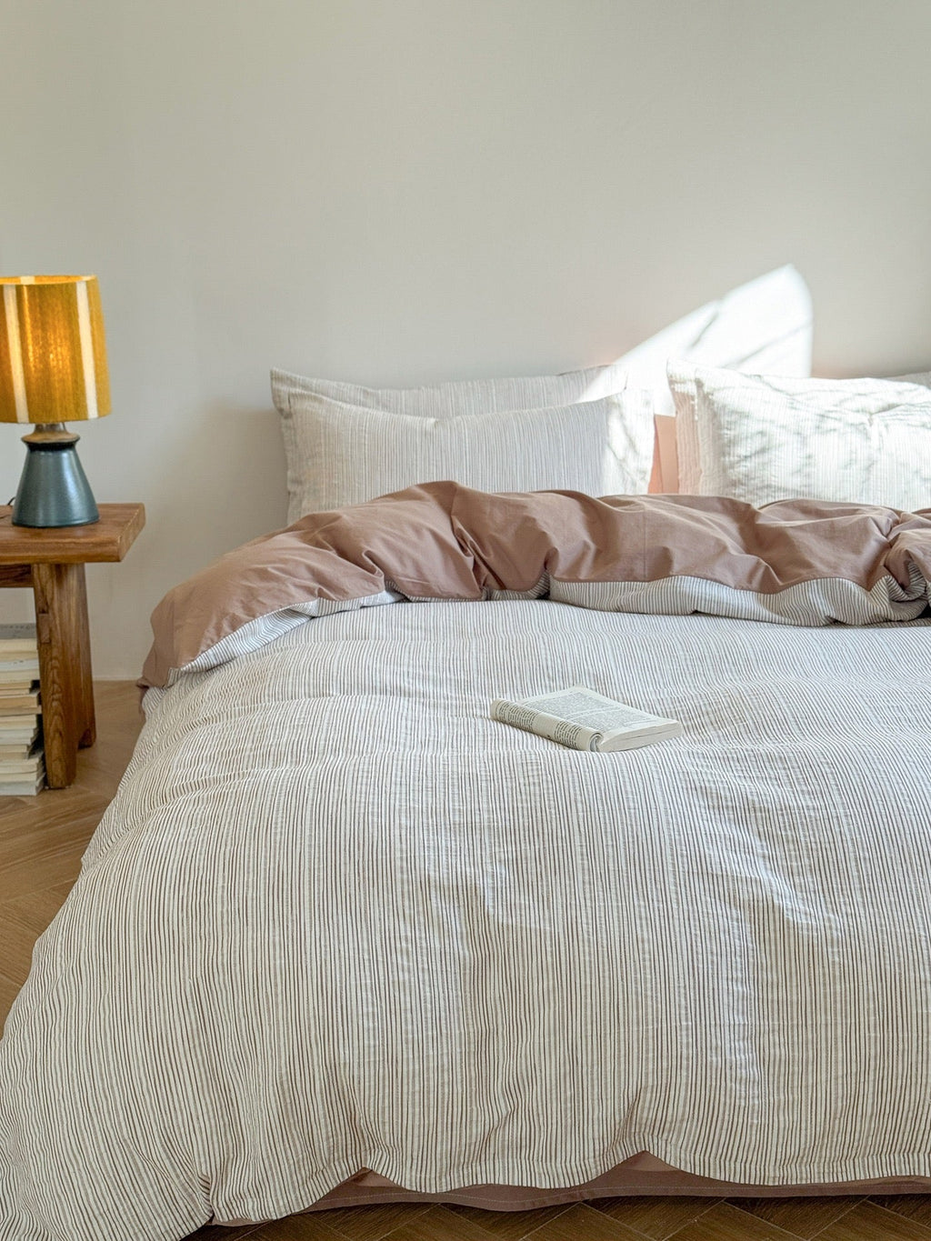 Emma Duo Striped Jacquard Bedding Set / Pink