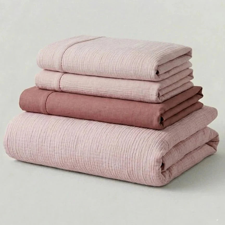 Emma Duo Striped Jacquard Bedding Set / Pink