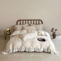 Emmeline Lace Ruffle Floral Bedding Set / White