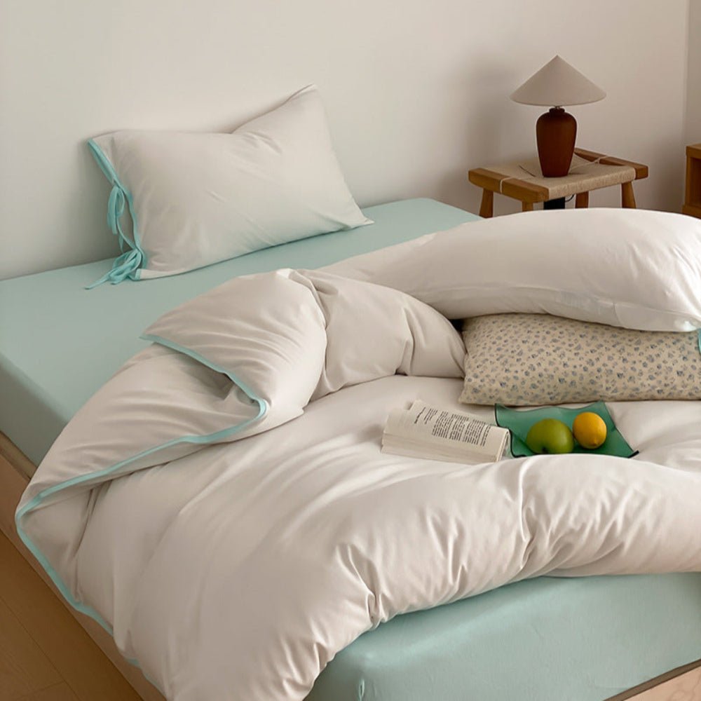 Evangeline Pastel Bow Tie Twill Bedding Set / Green
