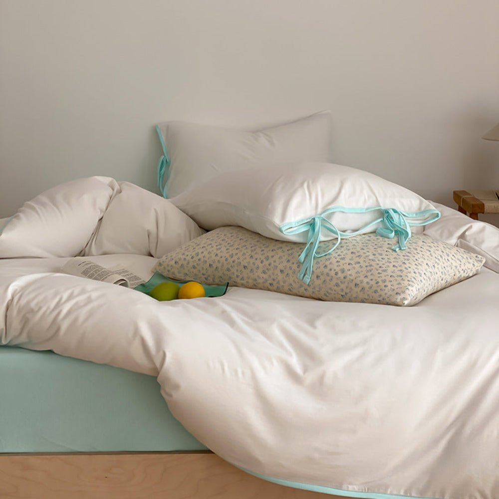 Evangeline Pastel Bow Tie Twill Bedding Set / Green