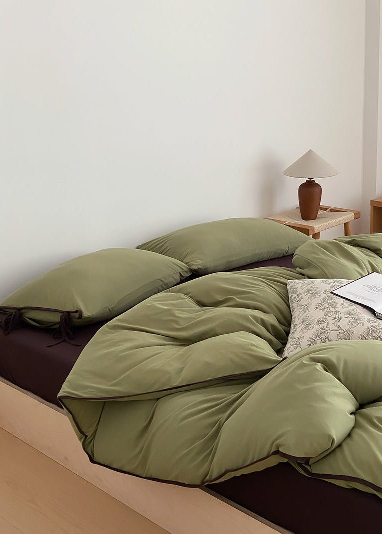 Evangeline Pastel Bow Tie Twill Bedding Set / Green