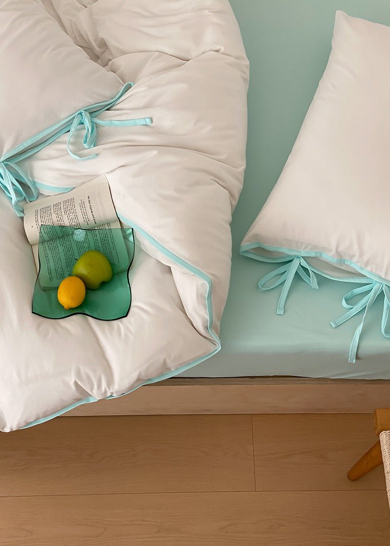Evangeline Pastel Bow Tie Twill Bedding Set / Green