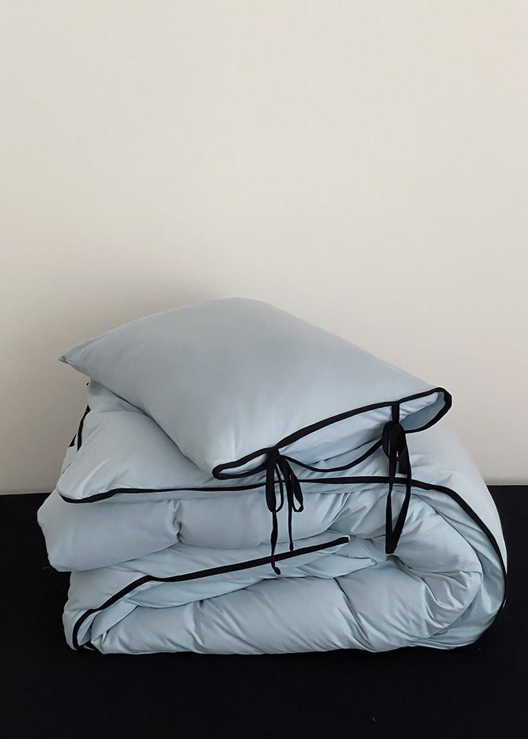 Evangeline Pastel Bow Tie Twill Bedding Set / Blue