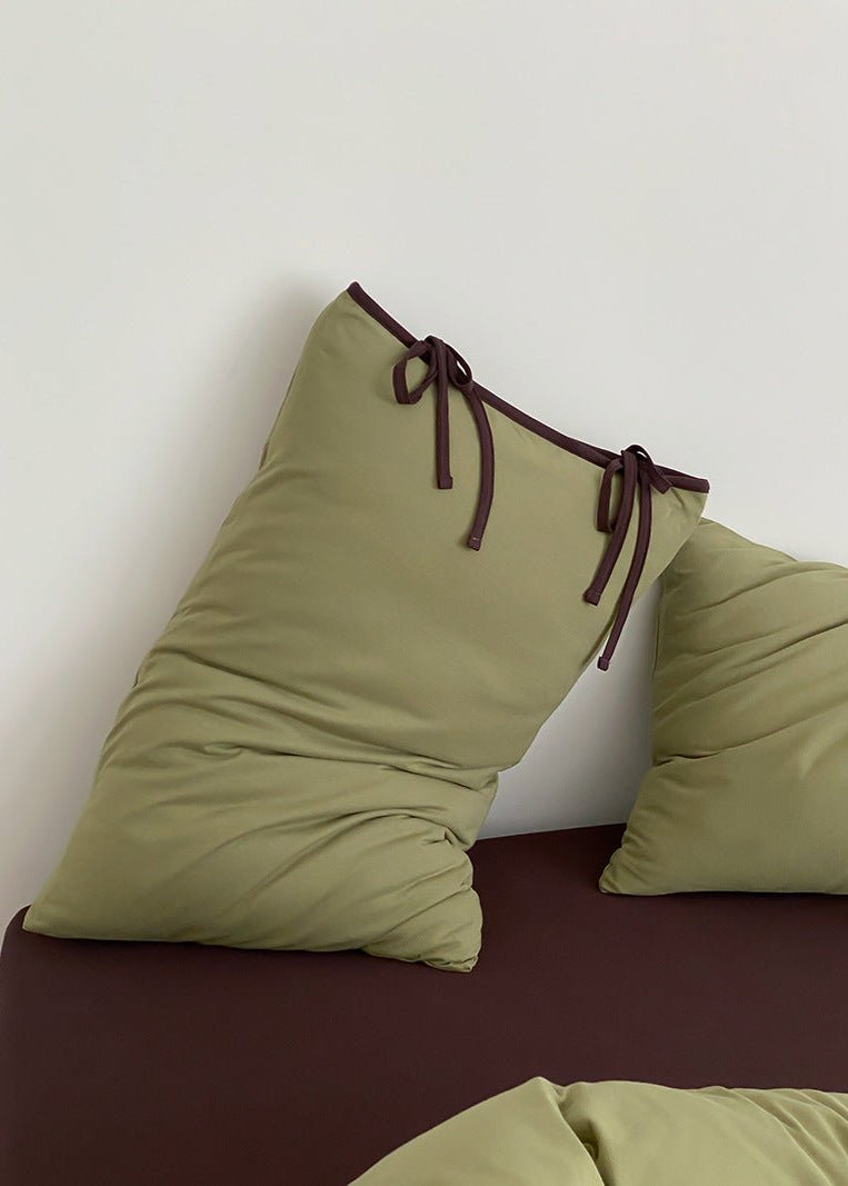 Evangeline Pastel Bow Tie Twill Bedding Set / White