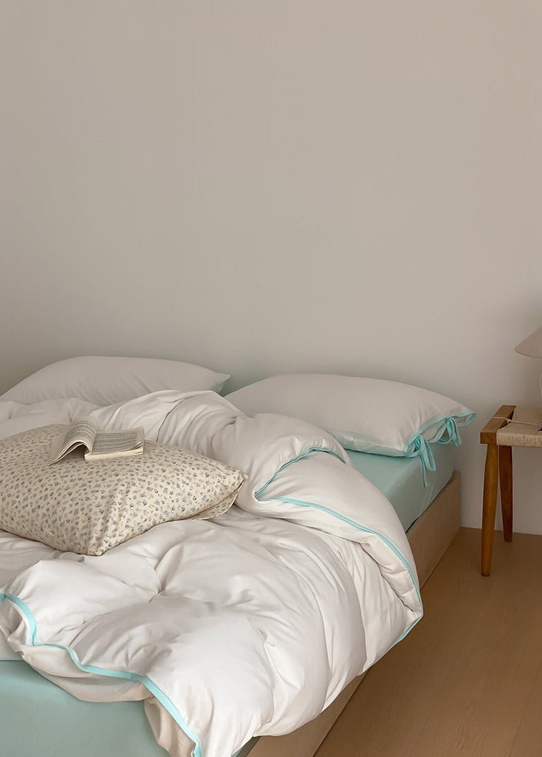 Evangeline Pastel Bow Tie Twill Bedding Set / Green